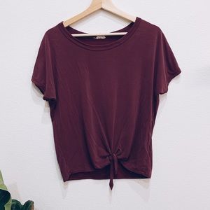 Maroon front tie shirt